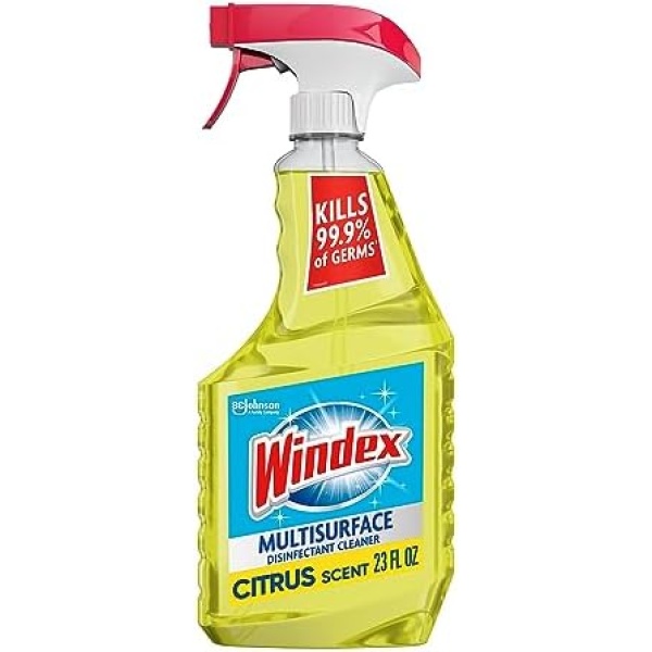 Windex Multi-Surface Cleaner and Disinfectant Spray Bottle, Scent, Citrus Fresh, 23 Fl Oz (Pack of 1)