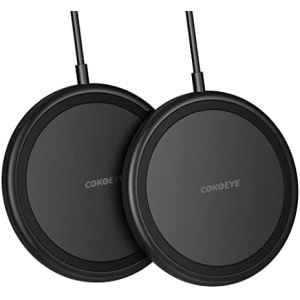 Wireless Charger 2-Pack 10W for iPhone Wireless Charger Pad COKOEYE, Max Fast Wireless Phone Charger for iPhone 14/14 Plus/14 Pro/14 ProMax/13 Series/12/11/Samsung S22/S21/S20/AirPods Pro (Black A)