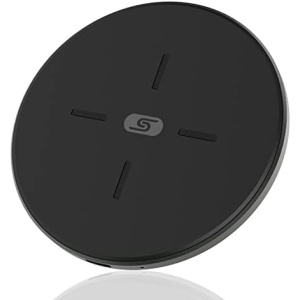 Wireless-Charger-SZSAGO 15W Max Fast Charge C1 Wireless-Charging-Pad Compatible iPhone 13/13 Mini/13 Pro/13 Pro Max/12/11/X/8, Samsung Galaxy S21/20/Note 10(No AC Adapter)- Black