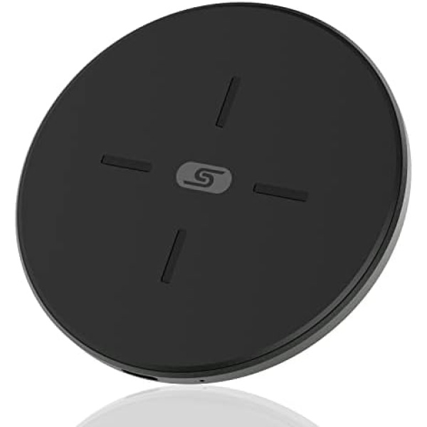 Wireless-Charger-SZSAGO 15W Max Fast Charge C1 Wireless-Charging-Pad Compatible iPhone 13/13 Mini/13 Pro/13 Pro Max/12/11/X/8, Samsung Galaxy S21/20/Note 10(No AC Adapter)- Black