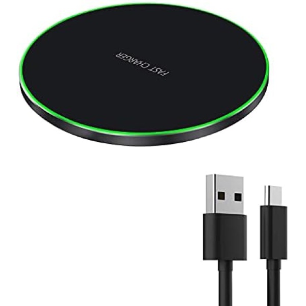 Wireless Charger for Samsung Galaxy S23/S23+/S22/S22+/S21/S21+/S20/S20+/S10/S10+/S9/S9+/S8/S7/S6/Note 20/Note 10, Wireless Charging Pad Compatible with iPhone 14/13/12/11.(No AC Adapter)