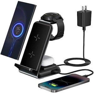 Wireless Charging Station for Samsung - Fast Charging 4 in 1 Wireless Charger for Galaxy Z Flip 4/3 Z Fold S23 S22 S20 Ultra, Galaxy Watch 5 Pro/5/4/3 & Buds.(with 30W PD Adapter)