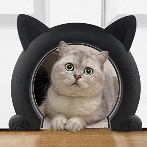 Wordcam Large Cat Door Interior Door, XL Indoor Cat Door, Pet Doors for Cats, Kitties and Small Dogs (Black)