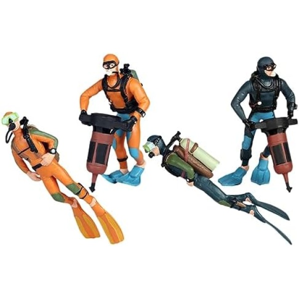 Yardwe 4Pcs Plastic Diver Action Figure Mini Scuba Diver Figurine Miniature Swimmers Toy Diver Landscape Ornaments for Fish Tank Aquarium