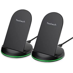 Yootech [2 Pack] Wireless Charger 10W Max Wireless Charging Stand, Compatible with iPhone 14/14 Plus/14 Pro/14 Pro Max/13/13 Mini/13 Pro Max/SE 2022/12/11/X/8,Galaxy S22/S21/S20/S10(No AC Adapter)
