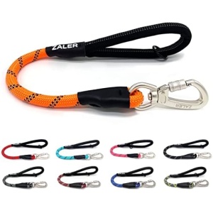 ZALER Short Dog Leash, 18 Inches Rope Traffic Leashes for Dogs, Reflective Dog Lead with O-Ring, Heavy Duty Leash for Large and Medium Dogs (18'' Orange)
