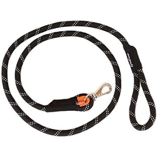 ZippyPaws - Climbers Dog Leash - Tough Climbing Rope Dog Leash - 2/3 Inch Thick - Black, 6-Feet