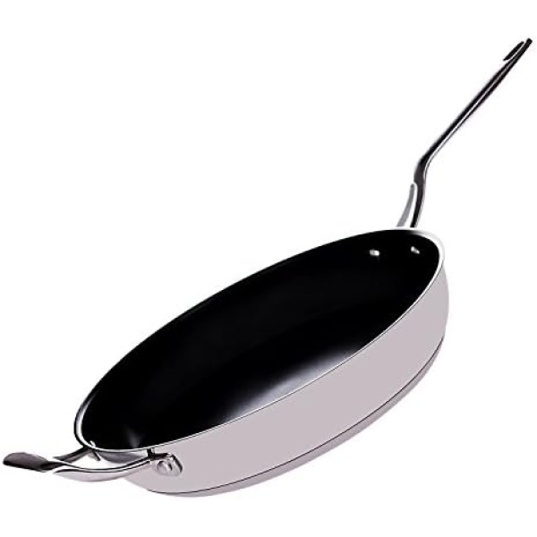 Zuhne Nonstick Cookware, Omlette Fry Pan, Stainless Steel, 12-inch, Black Excalibur Coating, PFOA-Free and Lead-Free
