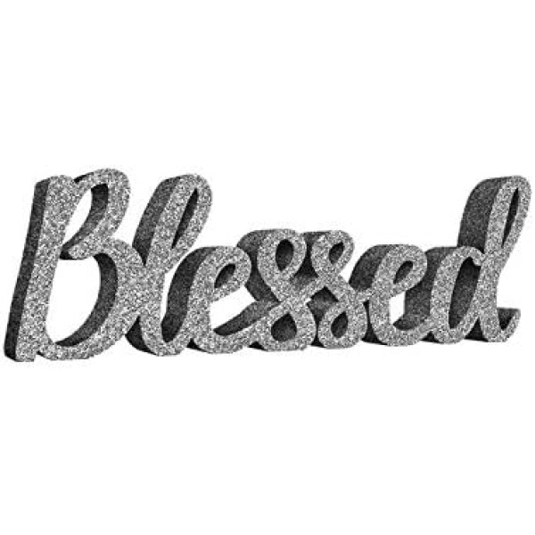 amscan Blessed Script Sign, 1 Piece, 4.5" x 13.75", Silver