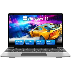 jumper Laptop 14 Inch, 12GB DDR4 256GB SSD, Intel Celeron Quad Core CPU, Lightweight Computer with FHD 1080p Display, Windows 11 Laptops, Dual-Band WiFi, Dual Speakers, 35520mWH Battery, Type-C.