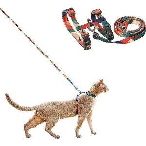 pidan Cat Harness and Leash Set, Cats Escape Proof - Adjustable Kitten Harness for Large Small Cats, Lightweight Soft Walking Travel Petsafe Harness（(Multicolor）