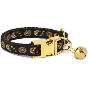 waaag Pet, Moons Stars Suns Dog Collar Cat Collar, Multiple Designs Crescent Celestial Dog Cat Collar Leash Harness