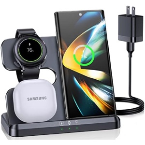 𝟮𝟬𝟮𝟯 𝗡𝗲𝘄 ZUBARR Wireless Charging Station for Samsung and Android Multiple Devices 3 in 1 Fast Charger Dock Stand for Phone Galaxy Z Flip 4/3 Z Fold S22 S20 Ultra, Galaxy Watch 5/4/3, Buds